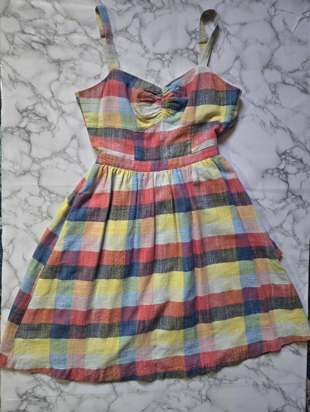 Modcloth Multicolor Gingham Sundress Prairie Picnic Cottagecore Boho Small - Picture 7 of 12